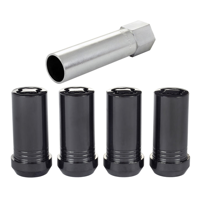 McGard 25340 Locking Lug Nut Set - 1/2-20 Tuner Style Cone Seat - Black - Set of Four with Key