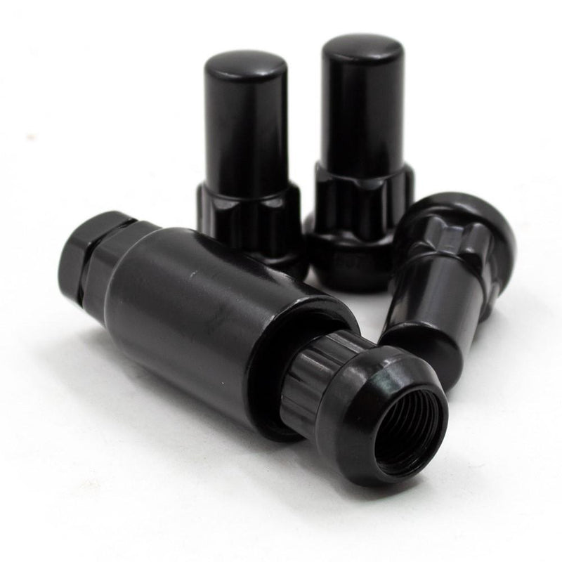 Locking Lug Nut Set 12x1.5 Black Bulge Acorn 1.9" Tall