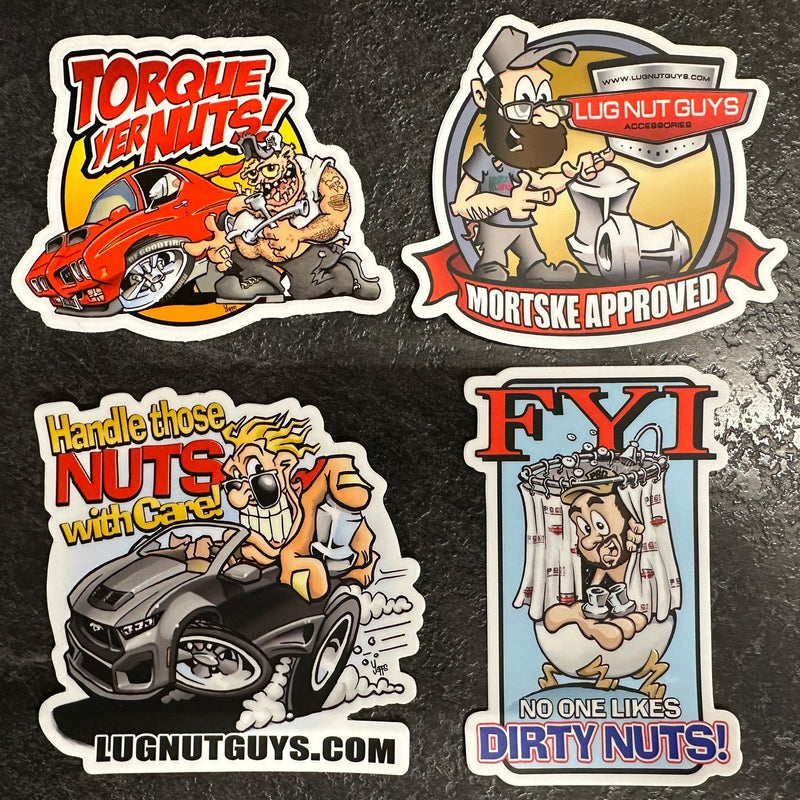 Lug Nut Guys Decal 4-Pack featuring Pole Barn Garage and Mortske Repair