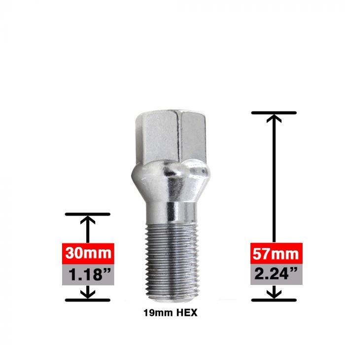 Lug Bolts 15x1.25 Chrome Conical Stud Bolt 30mm Shank