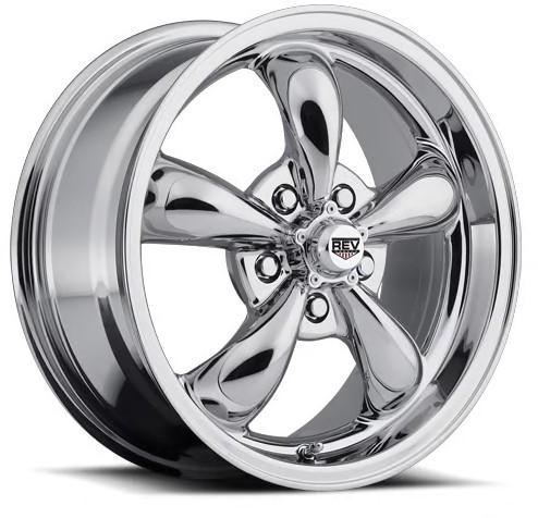 15" Inch Rev Classic 5x4.5" 0mm Chrome Wheel - Staggered Set 2x 15x7 & 2x 15x8