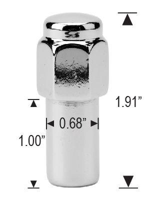 Mag Lug Nut 1/2-20 Flat Top 1.0" Long Shank, Stainless Washer