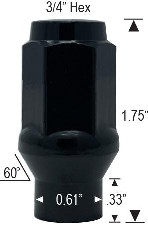 ET Style Bulge Acorn Lug Nuts 12x1.25 Black