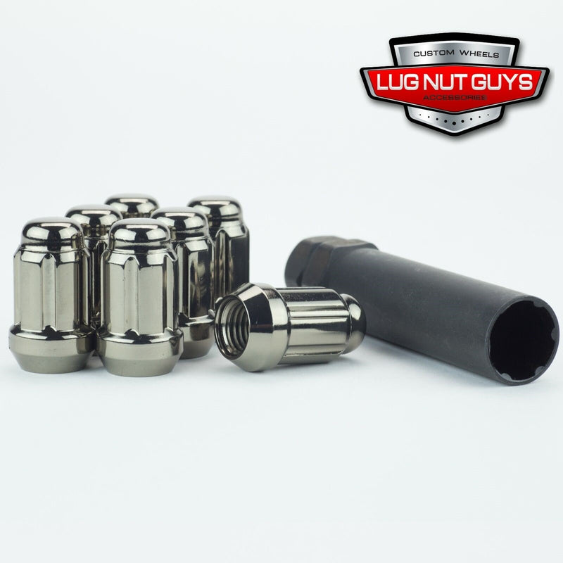 Spline Tuner Bulge Acorn Lug Nuts - 12x1.5 - Pearl Black
