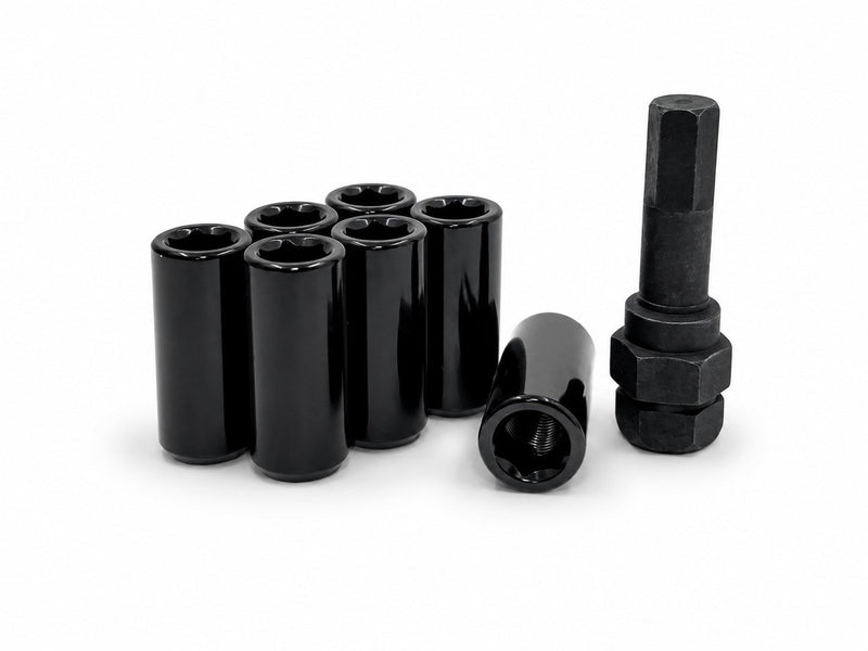Tuner Lug Nuts Conical Seat Black 14x1.5 1.77" Tall Open End Socket Style