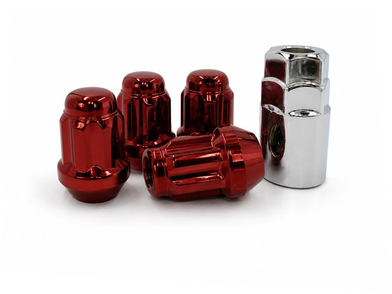 Locking Lug Nuts Wheel Locks M12x1.5 Red Bulge Acorn Lock Set - DISCONTINUED