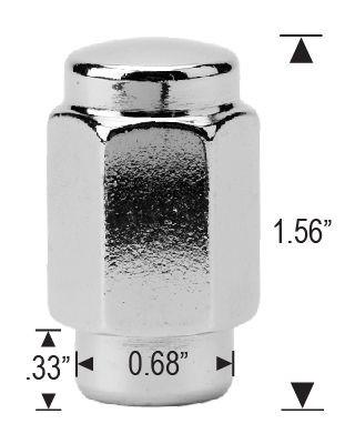 Chrome Mag Lug Nuts 12x1.25 Flat Top .33" Short Shank
