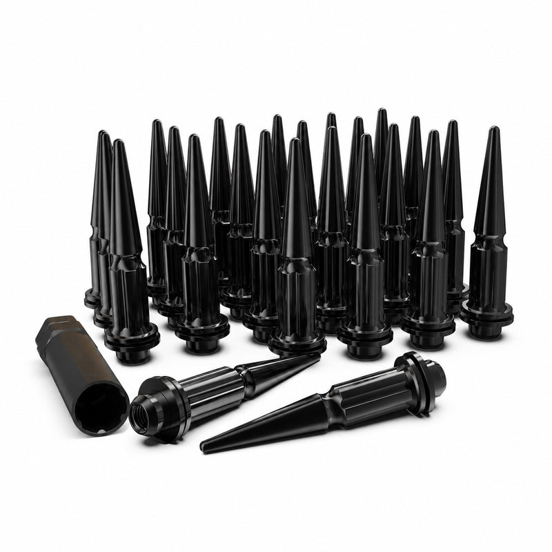 Spike Acorn Lug Nuts for Toyota Tundra OE Wheels - Black 4.4" Tall 14x1.5 Thread