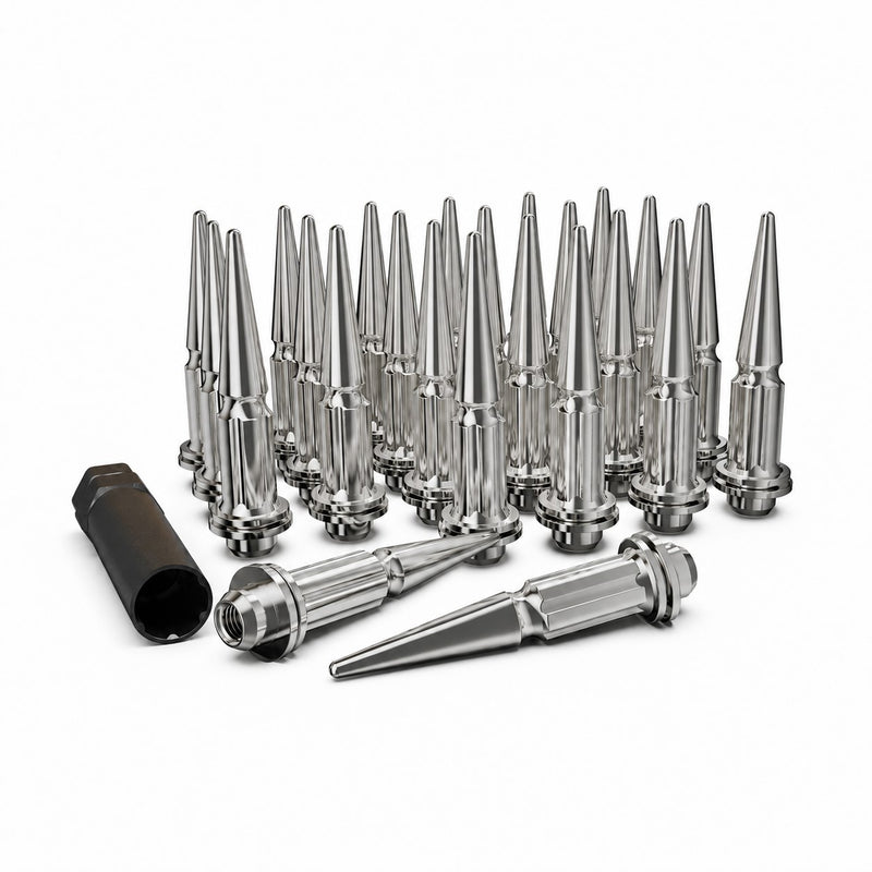 Spike Acorn Lug Nuts for Toyota Tacoma OE Wheels - Chrome 4.4" Tall 12x1.5 Thread