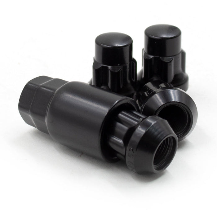 Locking Lug Nut Set 12x1.5 Black Bulge Acorn 1.26" Tall