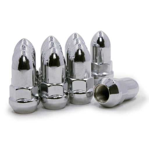Bullet Chrome Acorn Lug Nuts - Pack of 10 - 1/2-20 LH Left Hand- fits old Mopar