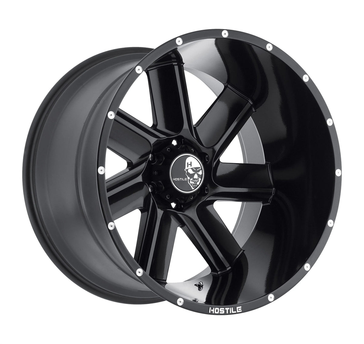 22x12 Hostile H108 Sprocket 6x135 -44mm Asphalt Black Wheel — Lug