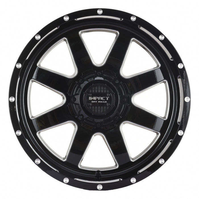 Impact Off Road 804 20x10 5x127 & 5x139.7 -12mm Gloss Black Milled Wheel