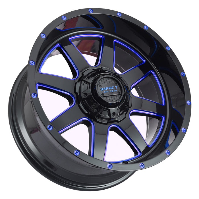 Impact Wheel 804 20x12 5x139.7 & 5x127 -44mm Gloss Black/Blue Milled