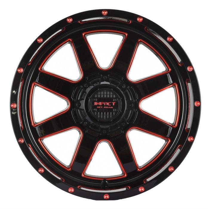 Impact Wheel 804 20x12 6x139.7 & 6x135 -44mm Gloss Black/Red Milled