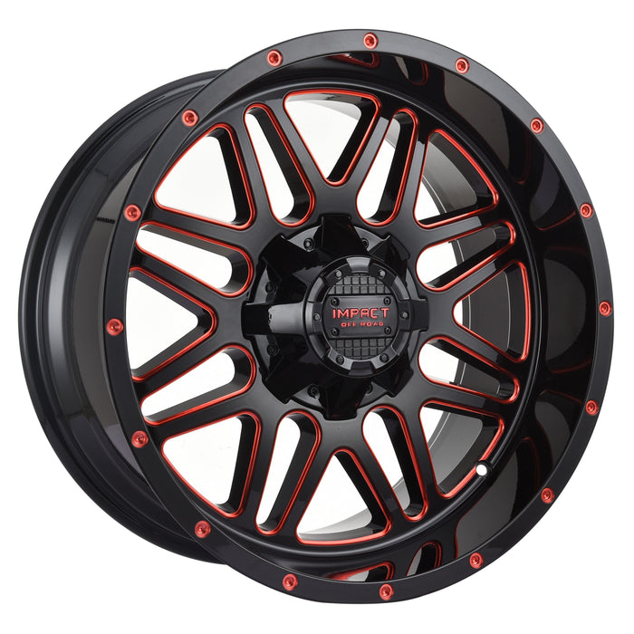 Impact Wheel 806 20x10 5x139.7 & 5x150 -12mm Gloss Black/Red Milled