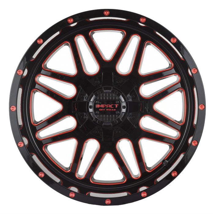 Impact Wheel 806 20x10 5x139.7 & 5x150 -12mm Gloss Black/Red Milled