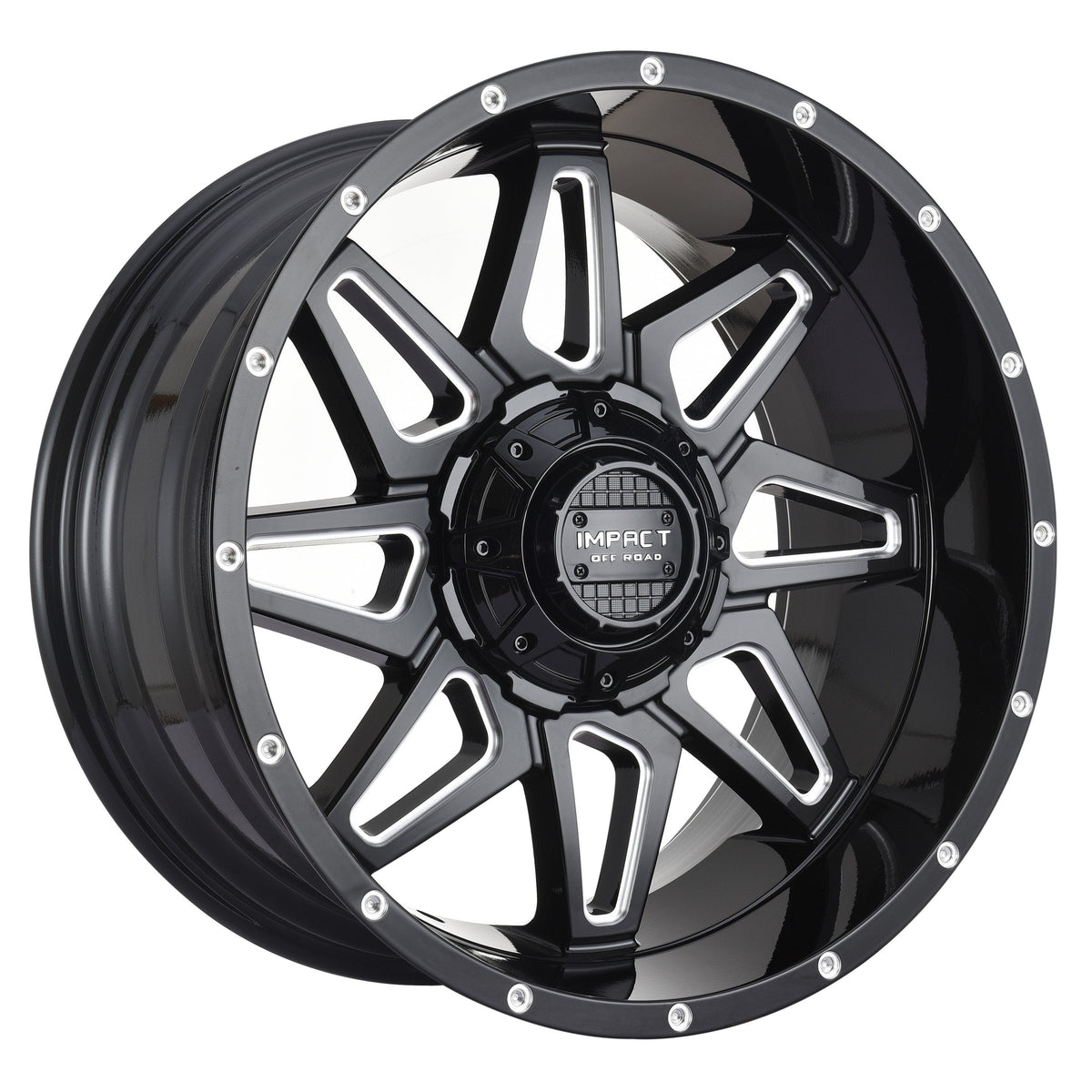Impact Wheel 807 20x10 Gloss Black/Milling Windows Lug Nut Guys
