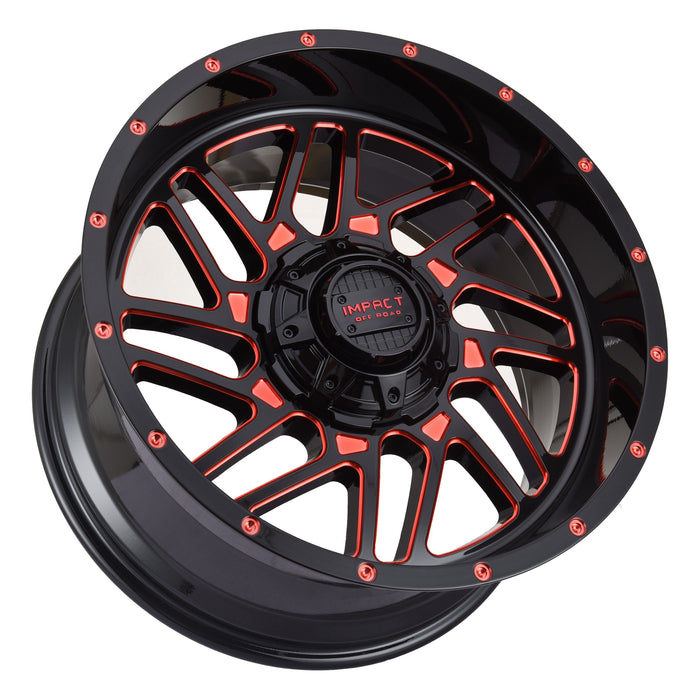 Impact Wheel 808 20x10 5x139.7 & 5x150 -12mm Gloss Black/Red Milled