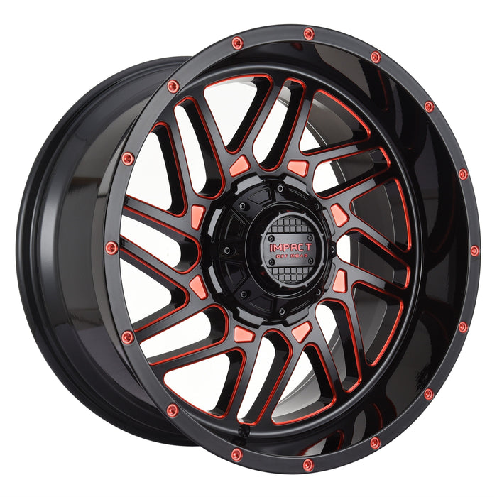 Impact Wheel 808 22x12 5x139.7 & 5x150 -44mm Gloss Black/Red Milled