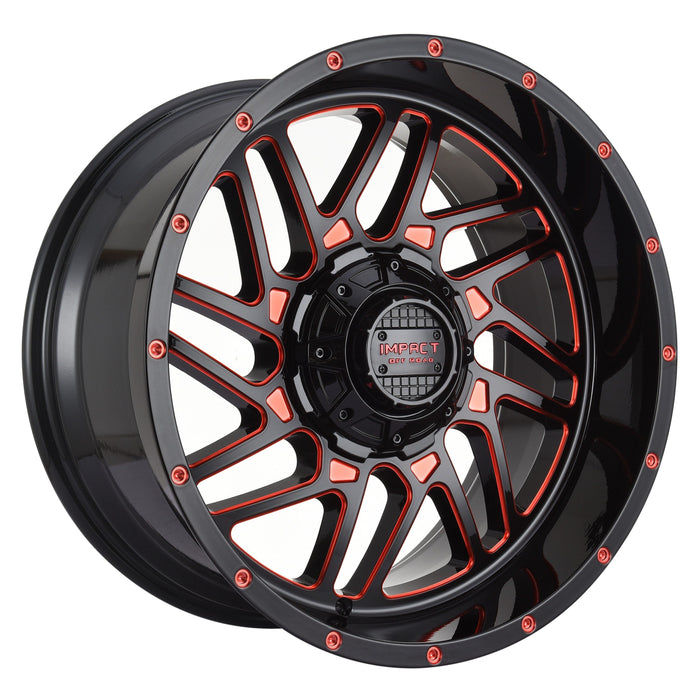 Impact Wheel 808 22x12 6x139.7 & 6x135 -44mm Gloss Black/Red Milled