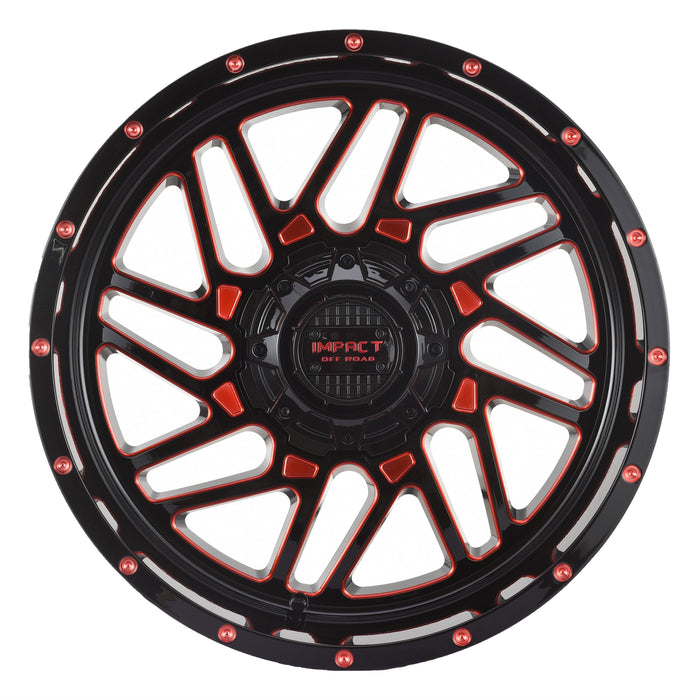 Impact Wheel 808 22x12 6x139.7 & 6x135 -44mm Gloss Black/Red Milled