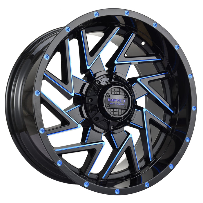 Impact Wheel 809 20x10 5x139.7 & 5x127 -12mm Gloss Black/Blue Milled