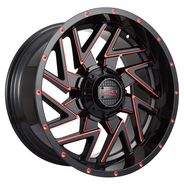 Impact Wheel 809 20x10 5x139.7 & 5x150 -12mm Gloss Black/Red Milled