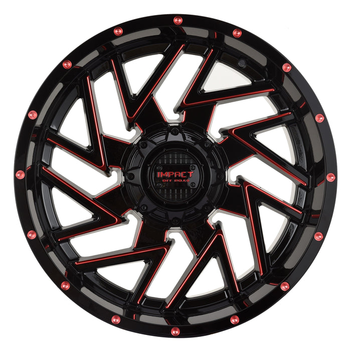Impact Wheel 809 20x10 5x139.7 & 5x150 -12mm Gloss Black/Red Milled