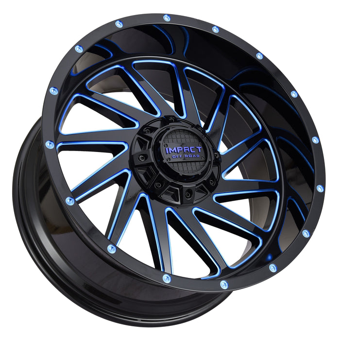 Impact Wheel 811 20x10 5x139.7 & 5x127 -12mm Gloss Black/Blue Milled