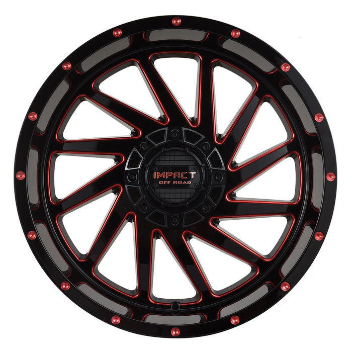 Impact Wheel 811 17x9 5x139.7 & 5x127 -00mm Gloss Black/Red Milled