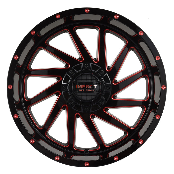 Impact Wheel 811 17x9 6x139.7 & 6x135 -00mm Gloss Black/Red Milled
