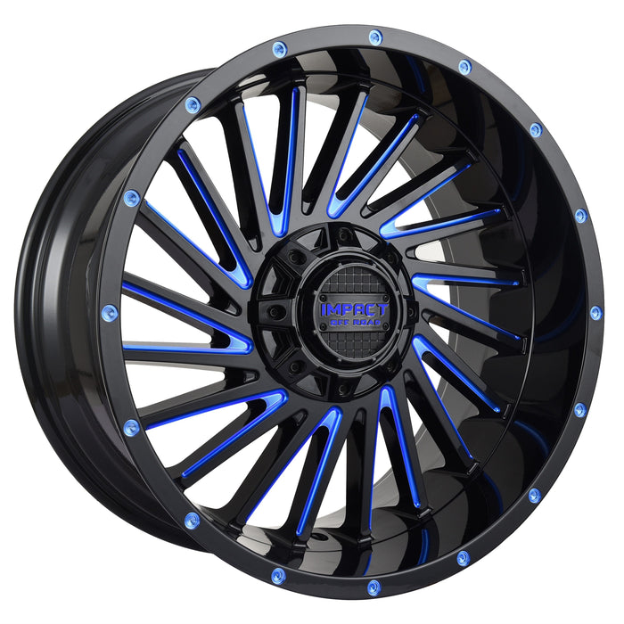 Impact Wheel 812 20x10 5x139.7 & 5x127 -12mm Gloss Black/Blue Milled