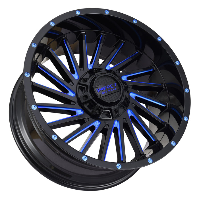 Impact Wheel 812 20x10 5x139.7 & 5x127 -12mm Gloss Black/Blue Milled