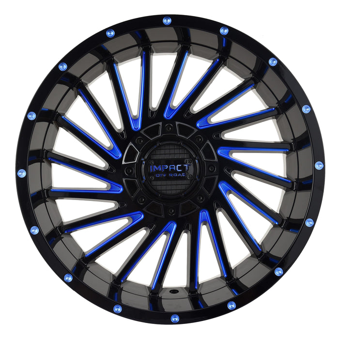 Impact Wheel 812 20x10 5x139.7 & 5x127 -12mm Gloss Black/Blue Milled