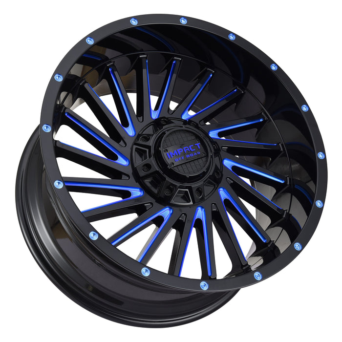 Impact Wheel 812 20x10 6x139.7 & 6x135 -12mm Gloss Black/Blue Milled