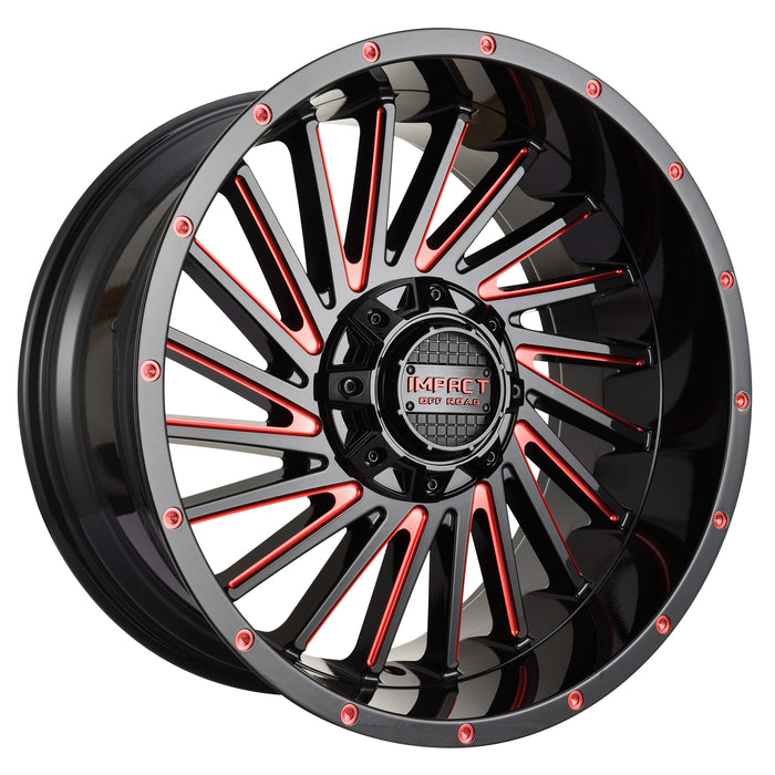 Impact Wheel 812 20x10 5x139.7 & 5x150 -12mm Gloss Black/Red Milled