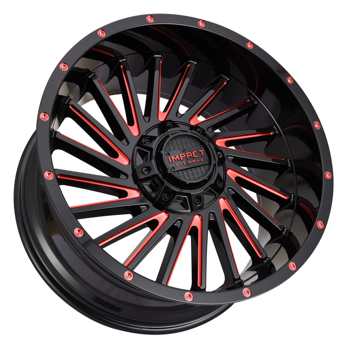 Impact Wheel 812 20x10 5x139.7 & 5x150 -12mm Gloss Black/Red Milled