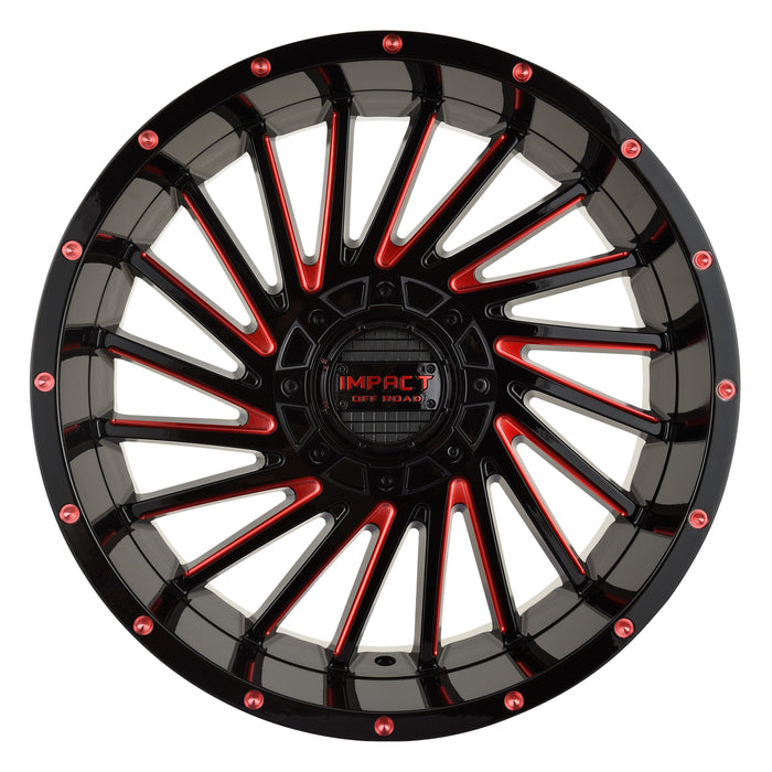 Impact Wheel 812 20x10 6x139.7 & 6x135 -12mm Gloss Black/Red Milled