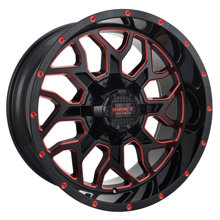 Impact Wheel 813 20x12 6x139.7 & 6x135 -44mm Gloss Black/Red Milled