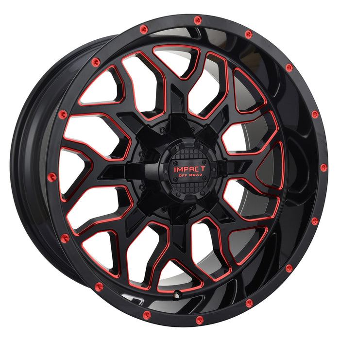 Impact Wheel 813 22x12 6x139.7 & 6x135 -44mm Gloss Black/Red Milled