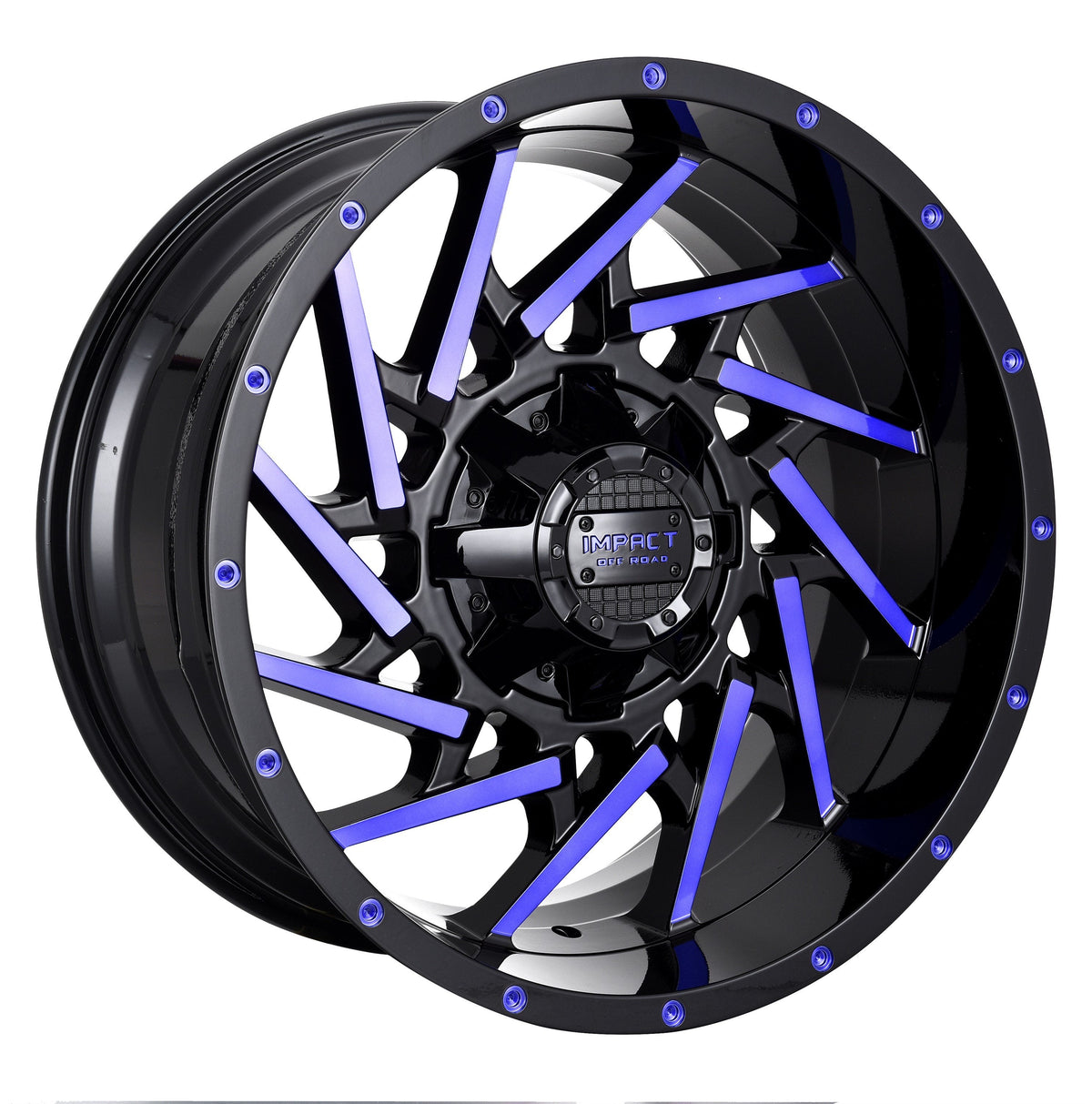 Impact Wheel 816 20x10 Black Machined Blue Face Lug Nut Guys