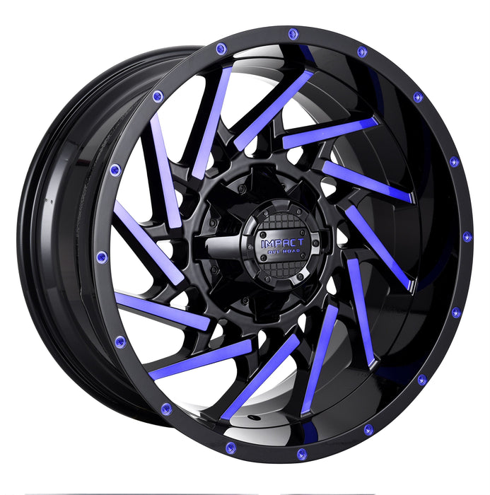 Impact Wheel 816 20x10 6x139.7 & 6x135 -12mm Black Machined Blue Face