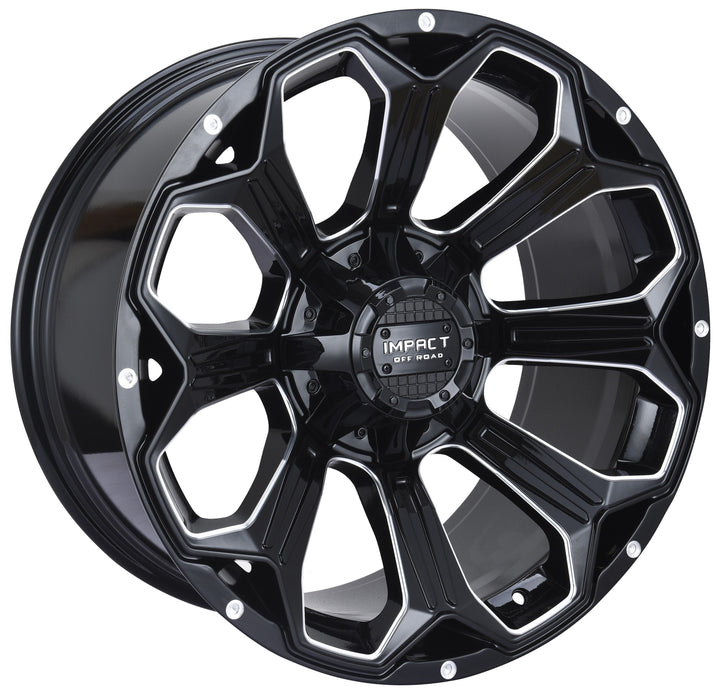 Impact Wheel 817 22x10 5x139.7 & 5x127 -12mm Gloss Black/Milling Windows