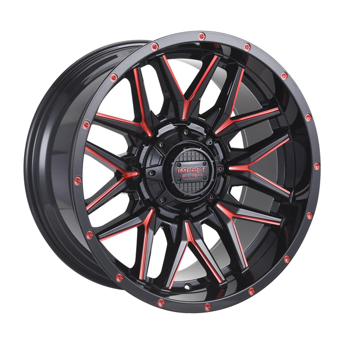 Impact Wheel 819 20x10 5x139.7 & 5x150 -12mm Gloss Black/Red Milled