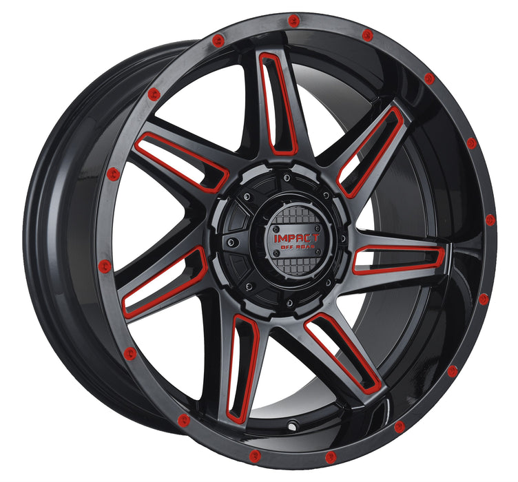 Impact Wheel 820 20x10 5x139.7 & 5x150 -12mm Gloss Black/Red Milled