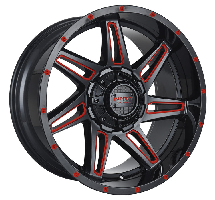 Impact Wheel 820 20x10 5x139.7 & 5x127 -12mm Gloss Black/Red Milled