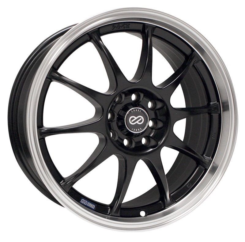 Enkei Wheel J10 15x6.5 4X100 & 4x108  38mm Black-Machined Lip